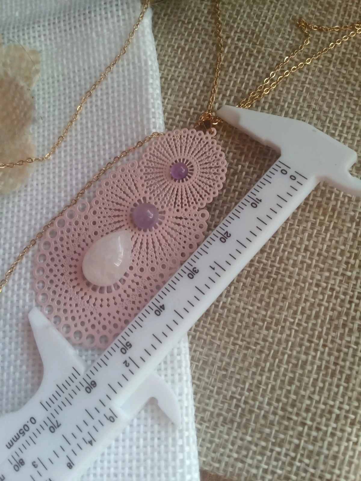 Collier bohème fleurs de vie et pierres semi précieuses – photo 2